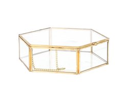 HOMLA Grazia kist zeshoekige glazen doos perfect voor sieraden cosmetica 90% glas 17x16x5cm