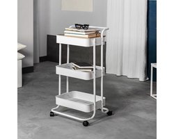 Homla HYLLA rek op wielen – wit metaal, 90×43×42 cm – 853161