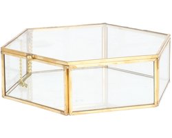 HOMLA | Kist | Zeshoekige Glazen Doos | 90% Glas | 17×16×5 cm