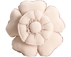 Homla - Kussen - Sierkussen - Woonkamerkussen - Bloemvormig Katoenen Sierkussen - Decoratief Gewatteerd Kussen voor Bank, Bed & Fauteuil - Ø45 cm - Ecru