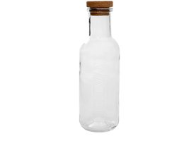HOMLA - Maeve Karaf - Glazen Waterkaraf met Kurken Stopper - Luxe Schenkkan voor Water, Sap & Dranken - Transparante Glazen Fles - Moderne Tafeldecoratie - 27.6 x 8 cm - 1L - Transparant
