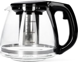 HOMLA Melzo thee- en koffiepot met brouwzeef - voor hete vloeistoffen, kruidenbouillon - minimalistisch design glas kunststof roestvrij staal 1,4 l