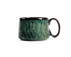 Homla - Mok - Koffiemok - Keramische Koffiemok - Steengoed Theemok - Moderne Beker - Laag Model - 450 ml - Donkergroen