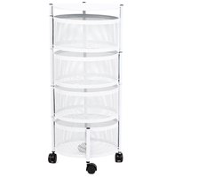 HOMLA - Rek op Wielen - ROBUS - Metaal Wit - 34x34x75 cm