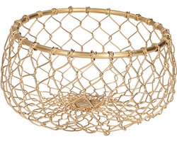 HOMLA Rissa Metalen Fruitmand met Modern Design Rond Stijlvol Gouden Mesh Resistent en Functioneel - Mand 18 x 9 cm