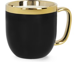 HOMLA sensorische beker met gouden decoratie - mok theekop koffiemok 0,28 l porselein verguld handgeschilderd zwart en goud