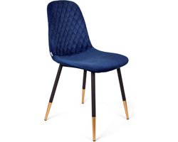 Homla - Stoel - NOIR - Marineblauw Velours - 44 x 52 x 85 cm
