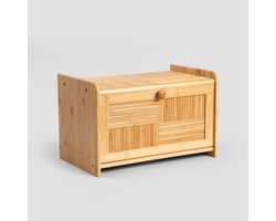 Homla - Tenaro Broodtrommel - Brooddoos met Klep - Brood Bewaarbox Groot - Vershoud Broodtrommel Keuken - Duurzame Bamboo Bread Box - Bamboe - 38 x 25 x 24 cm - Natuurlijk