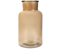 Homla - Tenno Bloemenvaas - Decoratieve Vaas - Modern Design - Groot Glazen Vaas voor Droogbloemen & Boeket- Scandinavisch Interieur - Stijlvolle Woonaccessoire - Ø14.5 x 25.5 cm - Beige