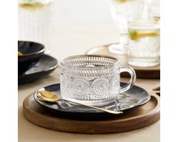 HOMLA - Ton-theekop - Transparant - Vintage Stijl - 0,35 l