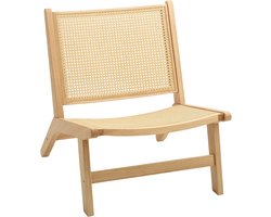 Homona Fauteuil met rotan zitting - Met massief houten frame - 64 x 70 x 74 cm - Natuurlijk hout