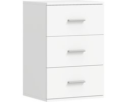 Homona Nachtkastje met 3 lades - Met antikantelbeveiliging - 40 x 35 x 60 cm - Wit