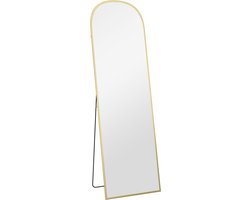 Homona Staande spiegel - Ganzkörperspiegel - Met inklapbare standaard - 50 x 1,5 x 170 cm - Goud