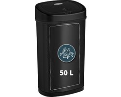 Homra FONIX Prullenbak met Sensor Zwart 50 liter - Automatische Soft Close Deksel- Zwarte Afvalemmer - Infrarood Sensor - Vuilnisbak met Elektrische Deksel - Vingerafdrukvrij - Vuilafstotend
