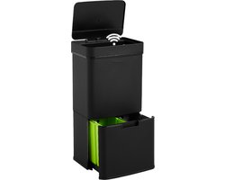Homra Nexo Prullenbak Afvalscheiding 72 Liter - Zwarte Sensor Prullenbak 3 vakken - 2x12L + 48L - Recycle Afvalbak - Vuilnisbak voor huishouden en kantoor - Vuilbak keuken Afvalemmer - Afvalscheidingsprullenbakken - Automatische Soft Close Deksel