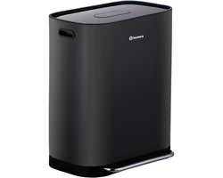 Homra Rockx Prullenbak Afvalscheiding 60L - 2 Vakken (2x30L) - Zwart - Pedaalemmer met Binnenemmers en Geurfilter - RVS - Dubbele Vuilnisbak Keuken