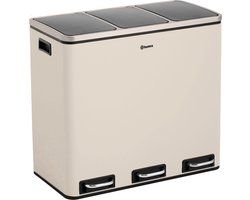 Homra SPARQ Pedaalemmer 3 vakken - 3 x 18 L inhoud - 54 Liter - Wit - RVS - Trio Afvalscheiding prullenbak \ - 3-vaks Recycle Afvalemmer - Hygiënisch Afval Scheiden - Witte Keuken Vuilbak - Kantoor Prullenbak - Pedaal - Afvalscheidingsprullenbak