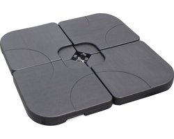 Homra Vulbare Parasolvoet - Watervulbare Parasoltegels - 4 delig - 4x15L - Tegels vulbaar met Water, Zand of Kiezels - Kunststof - Parasol Voet - Zwart