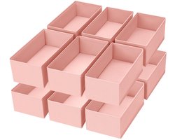 Homsorout Garderobekast Organizer Lade Organizer - Opvouwbare Opbergdoos Stoffen Lade Organisatie Systeem Ondergoed Organizer voor Broeken, Kleding, Sokken, 12 Stuks Roze