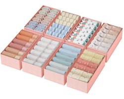 Homsorout Garderobekast Organizer Ondergoed Organizer - Opvouwbare Opbergdoos Stoffen 8 Stuks Lade Organisatie Systeem Lade Organizer voor Broeken, Kleding, Sokken, Roze
