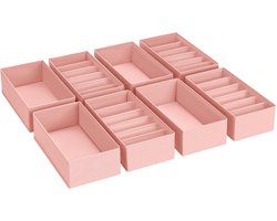 Homsorout Lade-organizer Garderobekastorganizer - Set van 8 Ondergoedorganizer Garderobekast, 30 x 15 x 9 cm Organisatiesysteem voor Pax Organizer Malm Ladekast, Kinderkleding, Roze