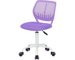 HOMYLIN Set van 1 Bureaustoel, kleine armloze thuisbureaustoel met stoffen zitkussen en plastic rugleuning, Macaron-kleurige draaibare studiecomputer bureaustoel voor studenten, kinderen, paars