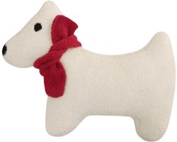 Hond - Sierkussen in vorm van Hondenkussen Groot – 46x58 cm Wit/Rood/Zwart – Luxe Dierenvormig Kussen voor Kinderkamer & Bank – RBAN SPCTRA®