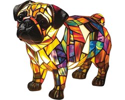 Hond Tafellamp - Decoratieve Sculptuur - Bureau Decor - Hars Materiaal - 15 cm - Veelkleurig