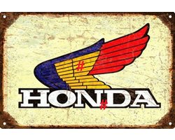 Honda Logo Metalen Wandbord, Maat:30x20 cm - Motor - Classic Car - Auto - Werkplaats- Garage - Wandbord - Wandbord mancave - Kroeg decoratie - Tekstbord - Metalen wandbord - Metalen wanddecoratie