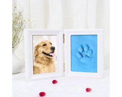 Honden- en kattenpootafdrukset, houten fotolijst, 3D gipsafgietsel - bewaardoos, fotolijst met pootafdrukken van huisdieren en afdrukset, wanddecoratie