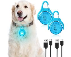 Honden Halsband Lampje - 2 Stuks - Flasher - Veiligheidslampje Hond - Waterdicht Gloeiend - Halsbandverlichting - Ophangbaar - Honden Lampje - Geschikt Voor Huisdieren Nachtwandelingen, Buitenshuis - Oplaadbaar via USB