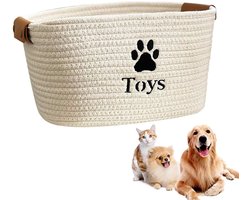 Honden Speelgoedmand van Katoenen Touw - Opbergmand voor Hondenspeeltjes en Huisdieraccessoires - Decoratieve Opbergbox voor Speelgoed, Dekens en Benodigdheden - Ruimtebesparende Pet Organizer voor Woonkamer