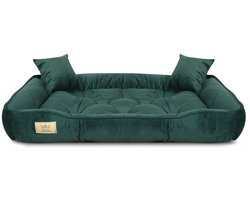 Hondenbed, box, 115x95 cm, donkergroen fluweel