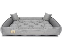 Hondenbed, box, 130x105 cm, grijs fluweel