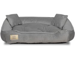 Hondenbed, box, 75x65 cm, grijs fluweel
