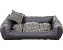 Hondenbed van ECO-leer, comfortabel hondenkussen, grote hondenmand, 3XL - 130x110 cm, donkergrijs