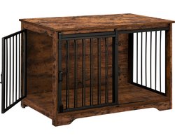 Hondenbench - Hondenbench Meubel - 2 deuren - hondenhok voor binnen - geschikt voor kleine/middelgrote/grote honden tot 100 kg - bijzettafel - 60 x 100 x 68 cm - Vintage Bruin