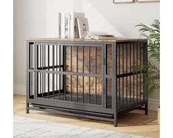 Hondenbench Hout L – Houten Hondenbench Meubel – Bench Hond – Zeer Stevig – 2 Deuren – Uitneembare Bodemplaat – Binnenhondenhok