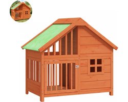 Hondenhok - Buiten - Bench - Ren - Weerbestendig - Kennel - Rek - Oranje