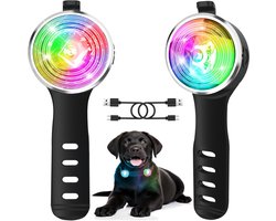 Hondenlamp 2 Stuks – LED Veiligheidslicht voor Hondenhalsband – Oplaadbaar – 8 Lichtstanden – IP66 Waterdicht – Siliconen Band – Hondenlicht voor Nachtelijke Wandelinge\
