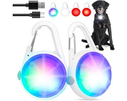 Hondenlampjes Set - Veiligheid Verlichting - Nachtelijke Wandelingen - Oplaadbaar RGB - 2 Stuks - Wit