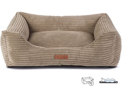 Hondenmand Orthopedisch Ribbed Deluxe Taupe 75CM M (ook in XL & XXL) Wasbare hoes / Orthopedisch