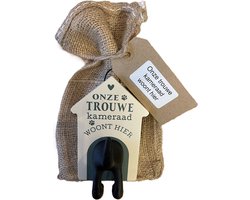 Hondenriemhouder trouwe kameraad-in leuk kado verpakking-15cmx10cm-woonaccessoires-hondengarderobe-kapstok voor honden-kado idee voor hondenbezitters-haak voor hondenriem