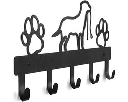 Hondenriemhouder voor aan de muur, ontworpen door Pet Artist - Metalen hondenriemhanger (zwart)