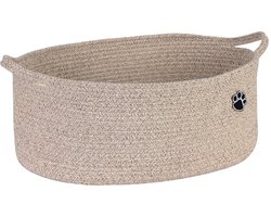 Hondenspeelgoed mand groot - Opbergbin met pootafdruk - Gevlochten touw mand voor speeltjes, dekens en kauwspeelgoed - Toy box voor woonkamer, slaapkamer - Bruin