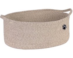 Hondenspeelgoed mand groot - Opbergbin met pootafdruk - Gevlochten touw mand voor speeltjes, dekens en kauwspeelgoed - Toy box voor woonkamer, slaapkamer - Bruin