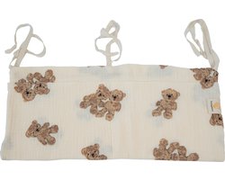 Honeybears box organizer baby - Box opbergzak – Box hangzak - Box opbergtas - Speelgoedzak - Opberg zak 100% organisch katoen – Kraamcadeau - Creme met beertjes – 39 X 20 CM