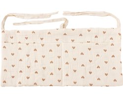 Honeybears box organizer baby - Box opbergzak – Box hangzak - Box opbergtas - Speelgoedzak - Opberg zak 100% organisch katoen – Kraamcadeau - Hartjes – 39 X 20 CM