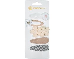 Honeybears haaraccessoires kind set van 5 – Haarspeldjes – Kraamcadeau – Haar accessoires kind - Haar speldjes kinderen – Baby knipjes