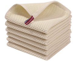 Honeycomb Katoenen Handdoek Serie - Multifunctionele Keukendoek - Beige - 5 stuks